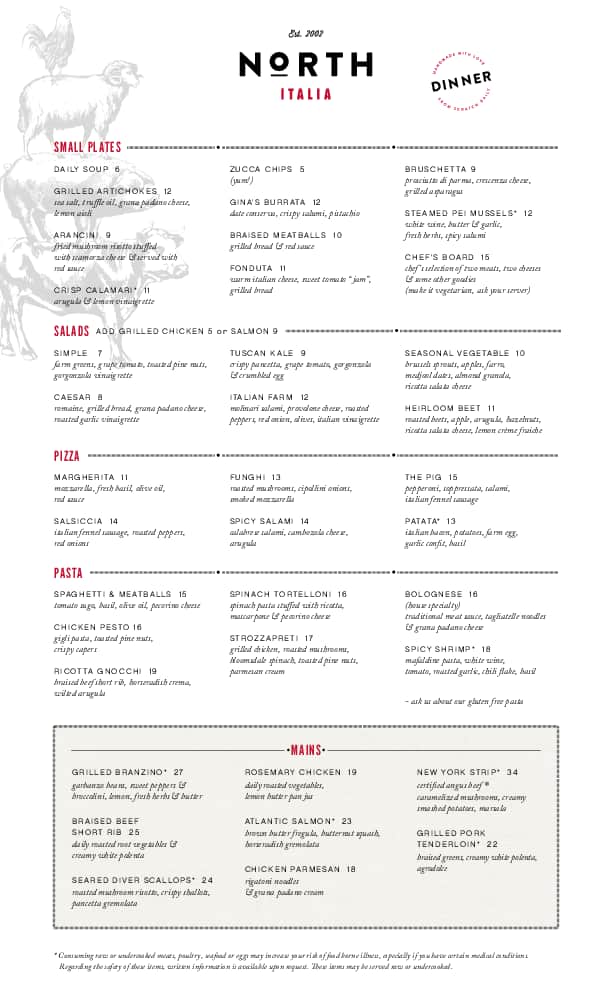 North Italia, North Scottsdale Menu