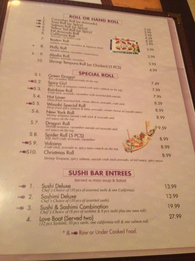 Wasabi Japanese Steak House & Sushi Menu Urbanspoon/Zomato