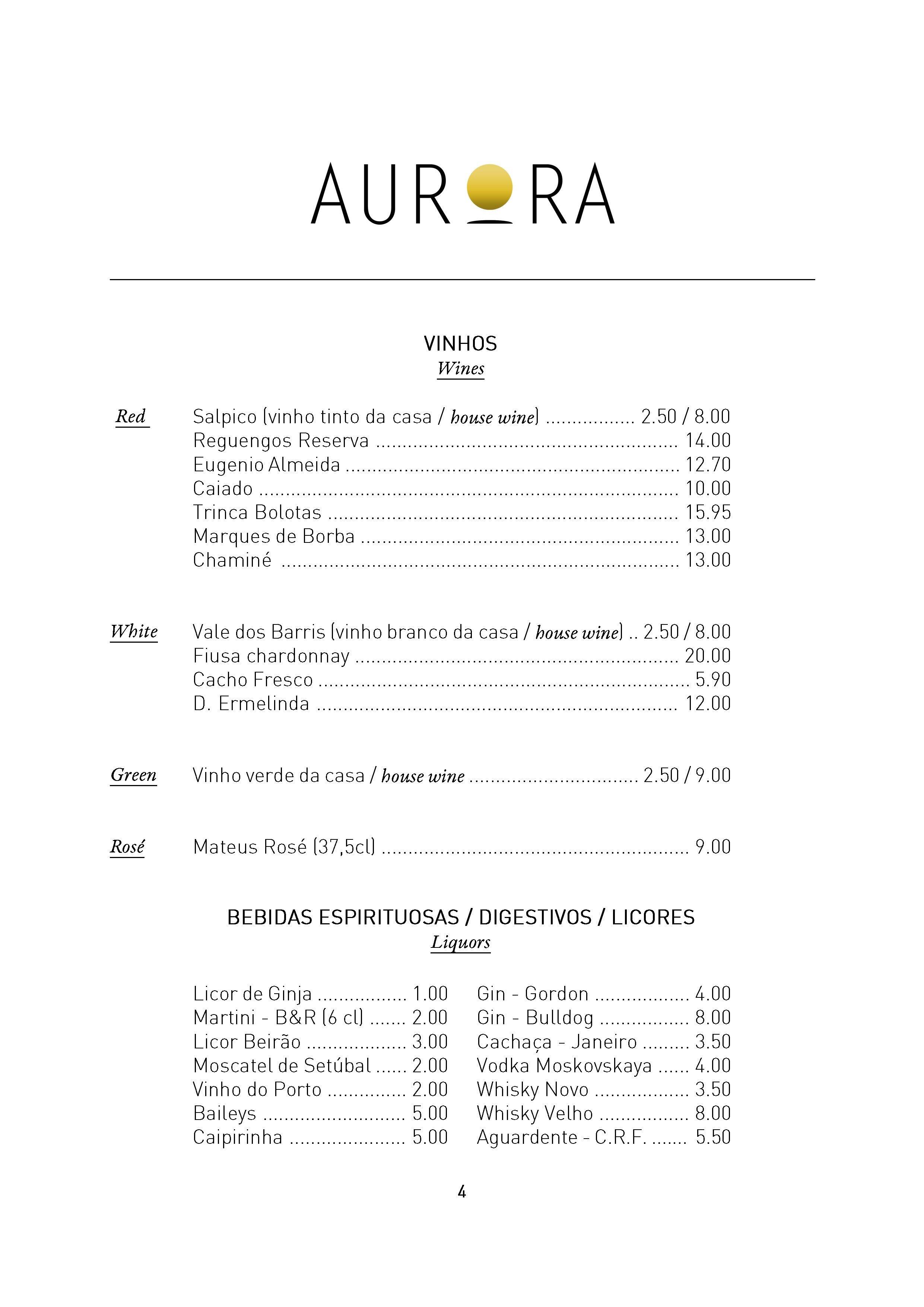 Aurora Menu, Menu de Aurora, Chiado, Lisboa Zomato Portugal