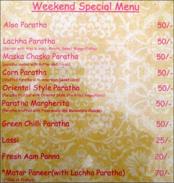 Pindori Point menu