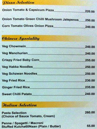 Karma Restaurant menu