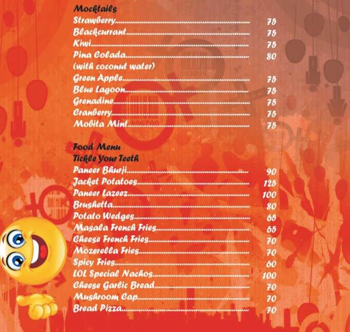 LOL Cafe menu