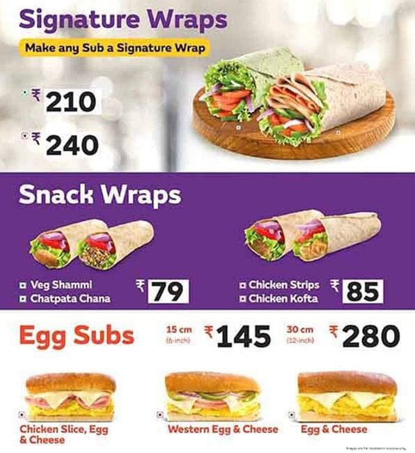 Subway menu