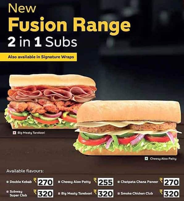 Subway menu