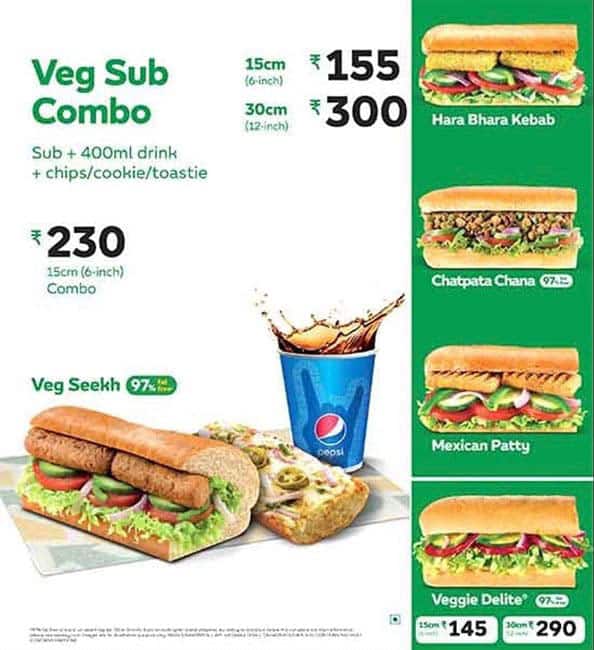 Subway menu