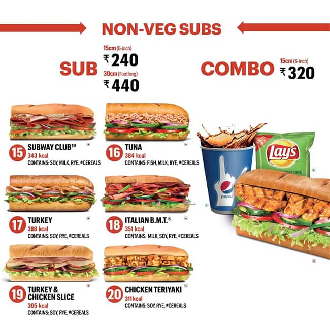 Subway shop new menu