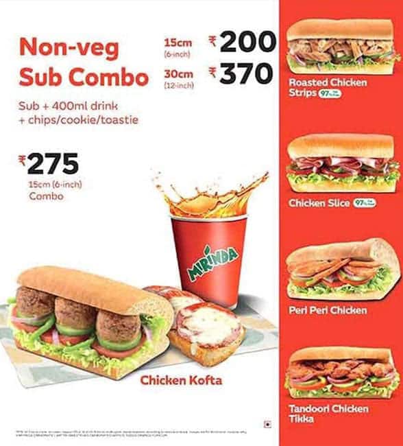 Subway menu