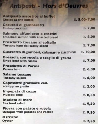 La Locanda Menu Menu For La Locanda Washington Milano