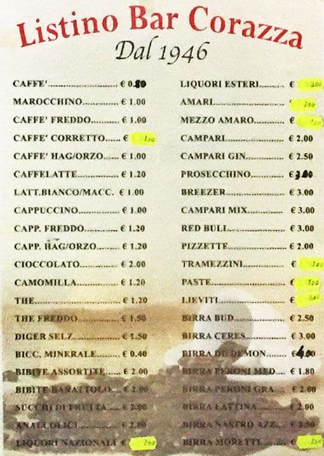 Menu di Bodeguita del Rum 