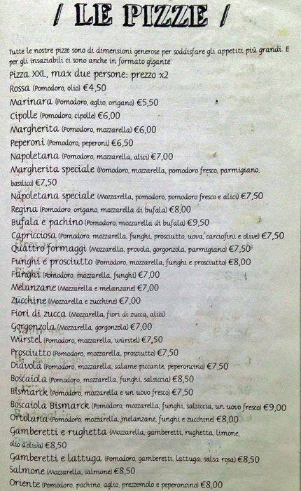 Menu di Pizzeria Pepito's 