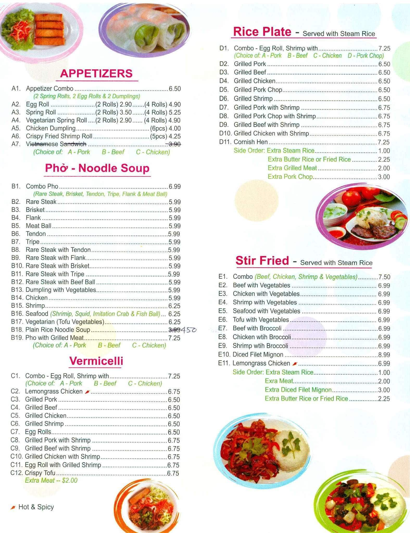 Pho You Menu