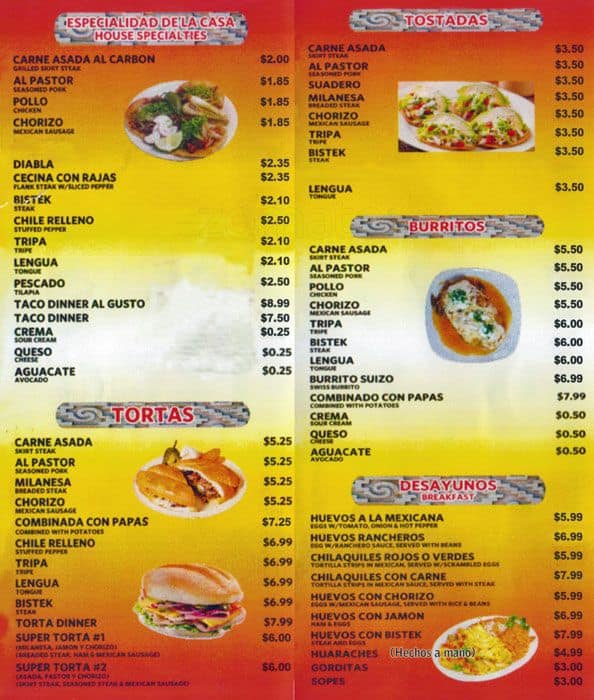 Taqueria El Dorado Menu, Menu for Taqueria El Dorado