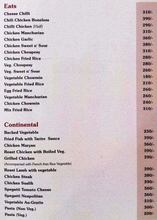 Menu at namaste india restaurant agra pcw