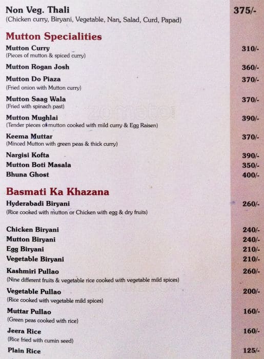 Menu at Namaste India Restaurant, Agra, +PCW