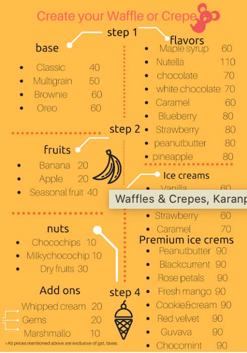 Menu of Waffles Crepes Race Course Dehradun Menu of Waffles Crepes Race Course Dehradun