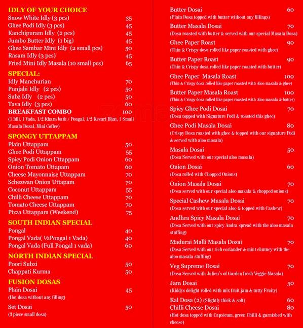 MR & MRS Idly Menu, Menu for MR & MRS Idly, Frazer Town, Bangalore - Zomato