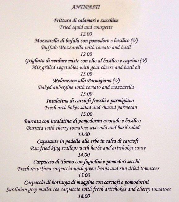Menu at Edera Restaurant, London, 148 Holland Park Ave