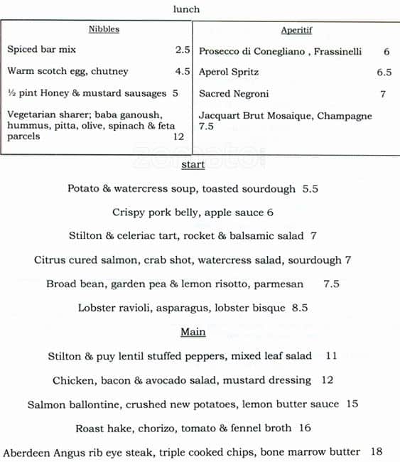 The Star Menu, Menu for The Star, Highgate, London Zomato UK