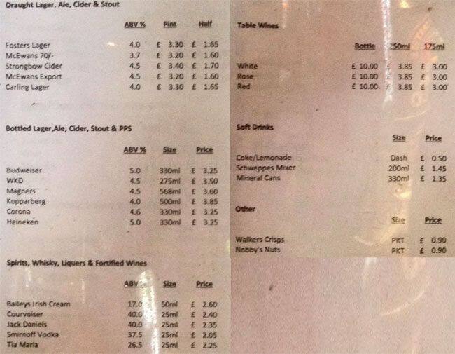 The Centurion menu