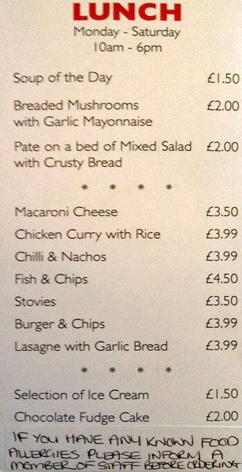 The Centurion menu