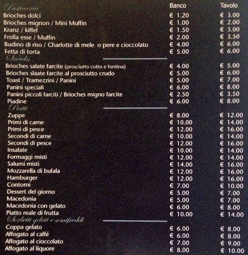 Menu di Nhero Milano 