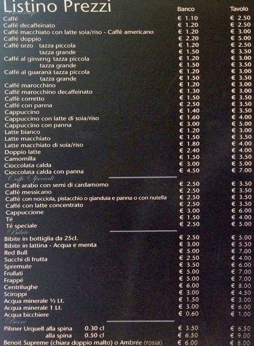 Menu di Nhero Milano 
