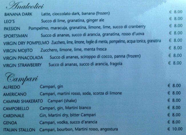 Menu di Nhero Milano 