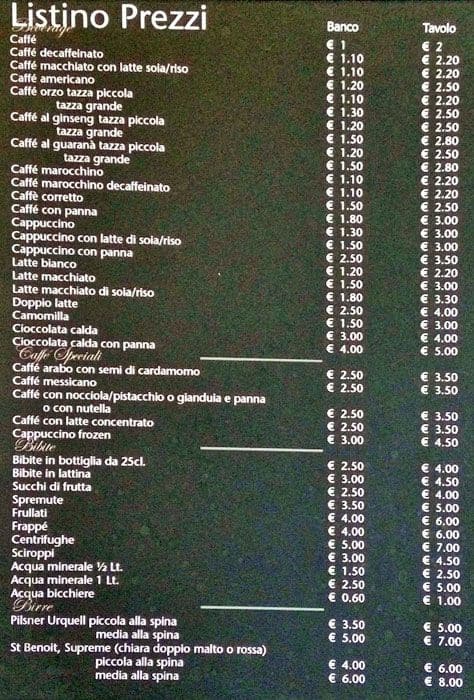Menu di Nhero Milano 