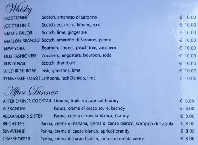 Menu di Nhero Milano 