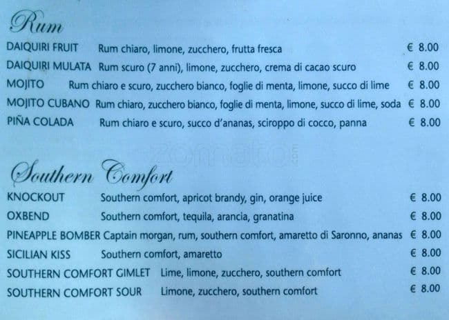 Menu di Nhero Milano 