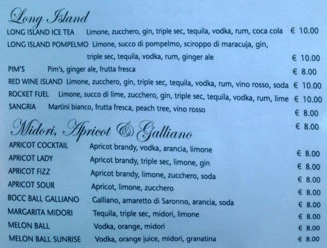 Menu di Nhero Milano 