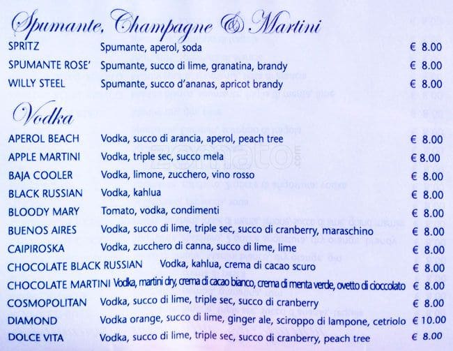 Menu di Nhero Milano 
