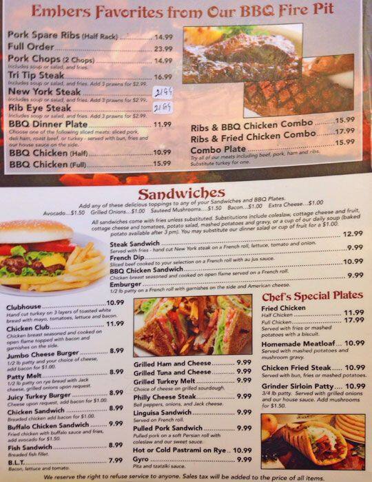 The Embers Menu Menu For The Embers Pinole Pinole