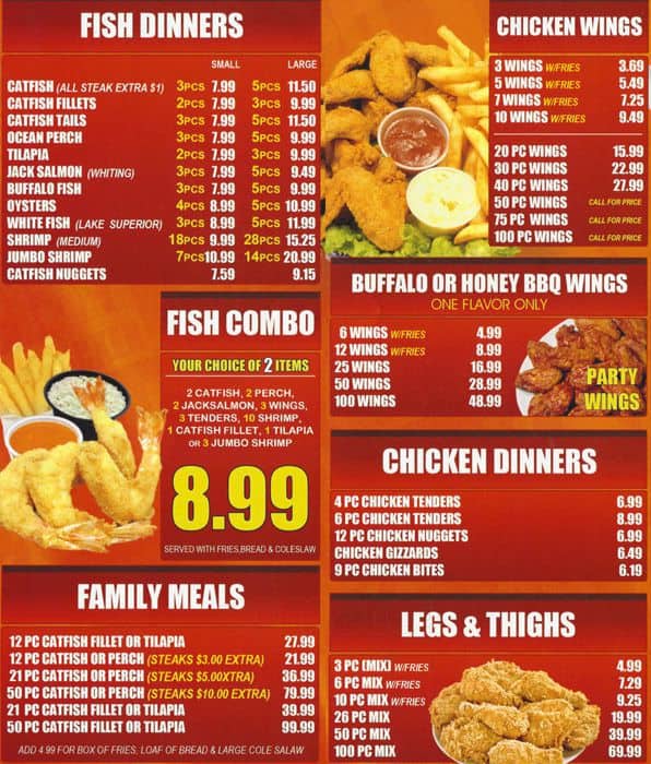 J J Fish And Chicken Menu