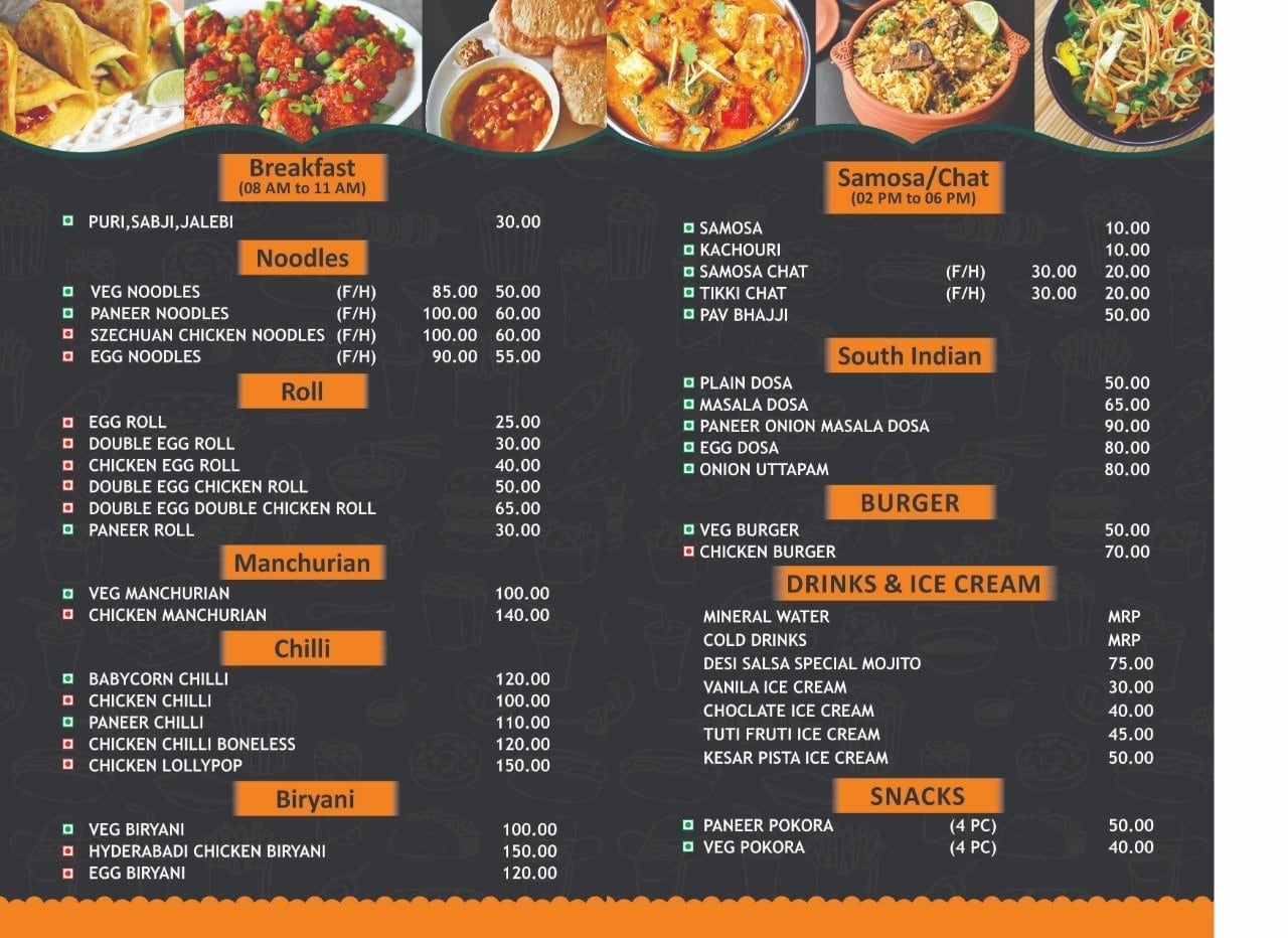 Desi Salsa menu