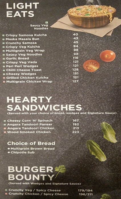 Cafe Coffee Day Menu Menu For Cafe Coffee Day Indiranagar Bangalore