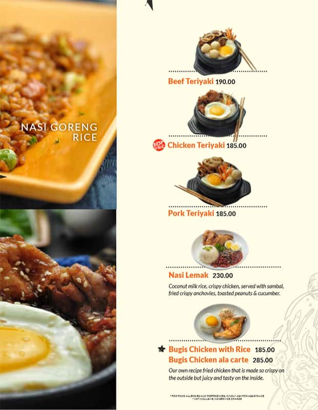 Menu At Bugis Singapore Street Food Restaurant Quezon City 78 Nicanor Roxas St