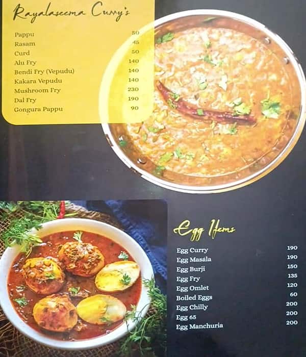 Kritunga Restaurant menu