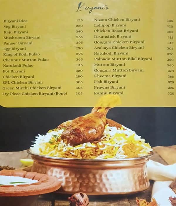 Kritunga Restaurant menu