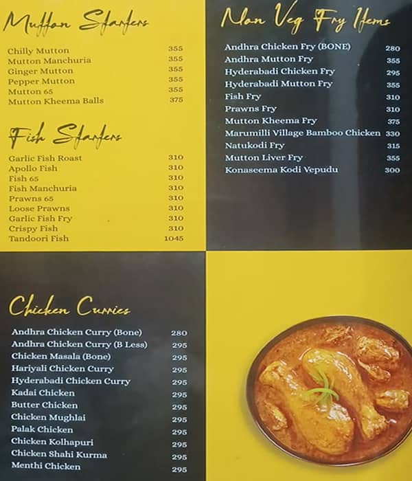 Kritunga Restaurant menu