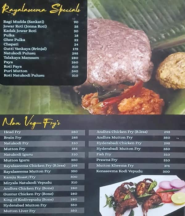 Kritunga Restaurant menu