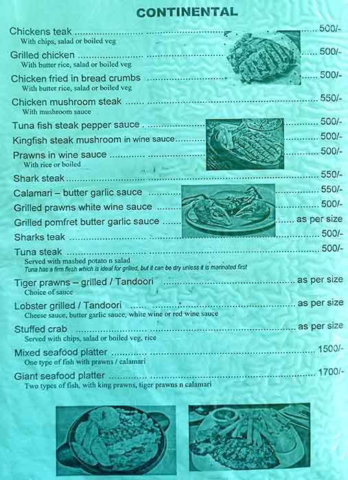 Buckingham cafe menu