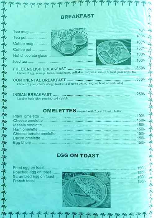 Buckingham cafe menu