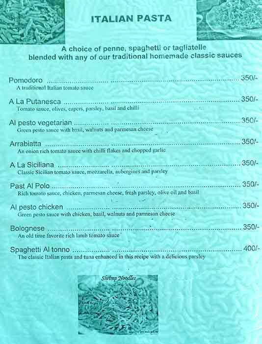 Buckingham cafe menu