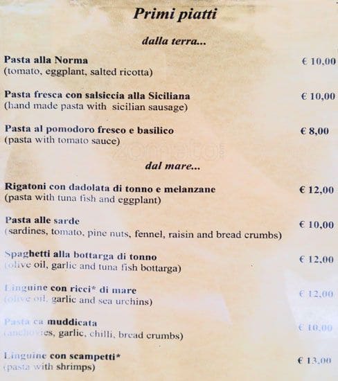 Menu di Trattoria Ottimofiore 