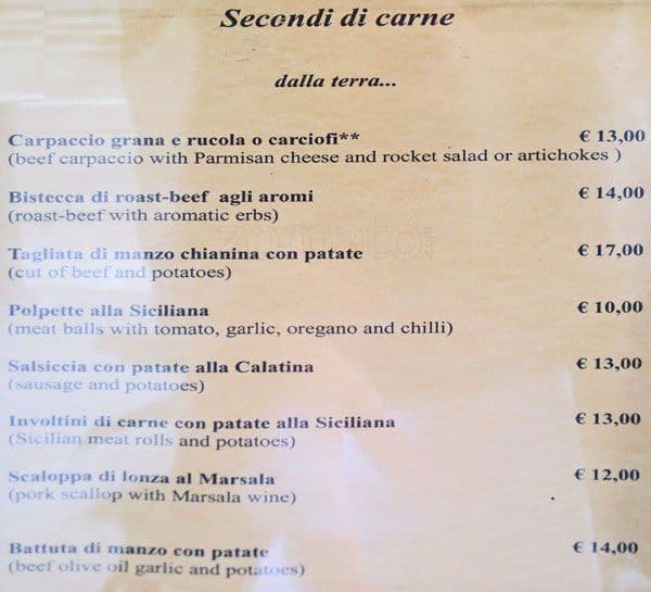 Menu di Trattoria Ottimofiore 