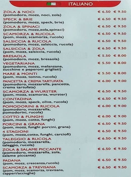 Menu da La Bottega della Pizza pizzeria, Sesto San Giovanni, Via Bruno
