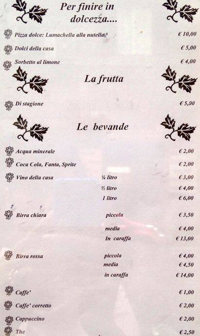 Menu di La Breccia 