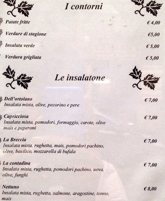 Menu di La Breccia 