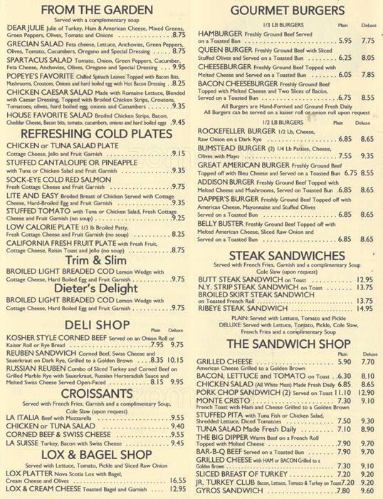 Menu at Dapper's West Family Restaurant, Addison